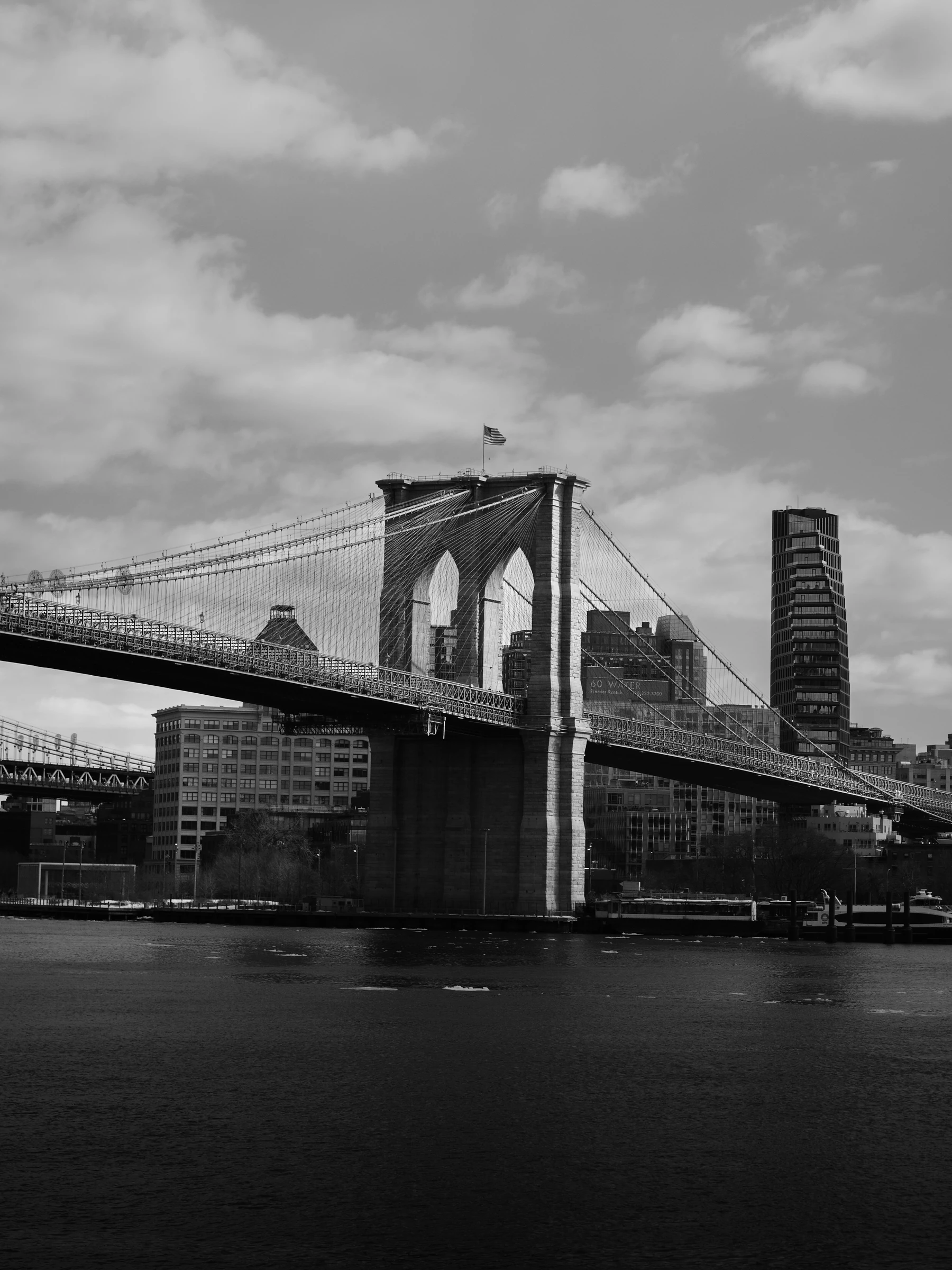 Brooklyn Bridge photographed in black and white